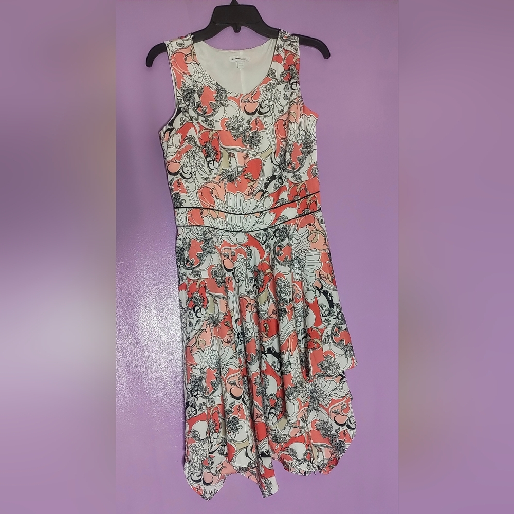 New York & Company Floral Dress in Coral and Black